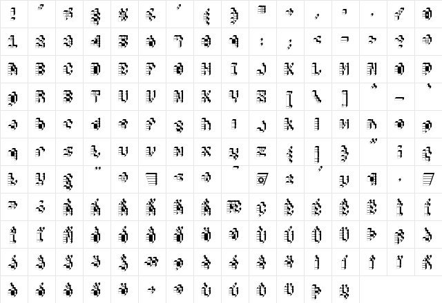 HypercellHelix Regular  glyph index