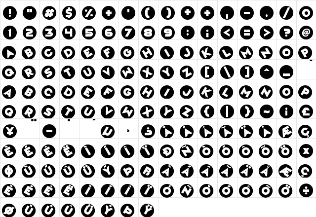 Magic Marbles Regular  glyph index