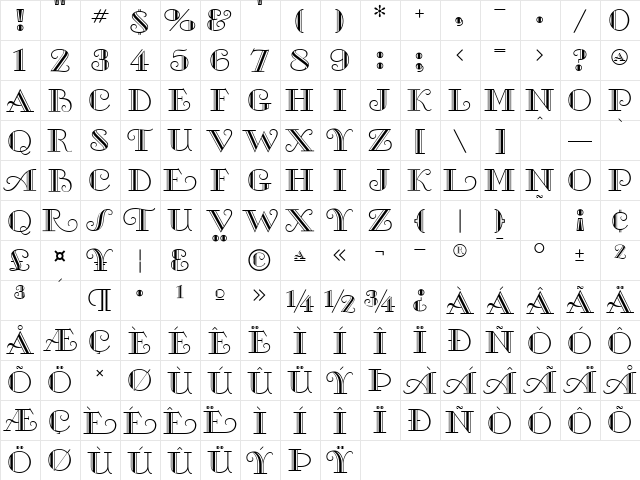 MichelleFLF Regular  glyph index