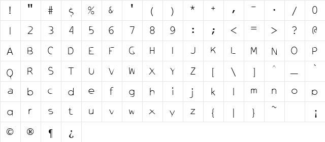 AirCut OneHundedandOne  glyph index