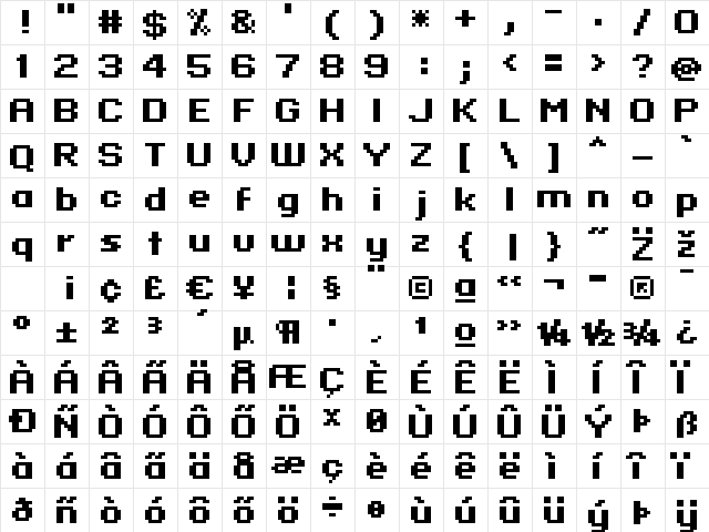 standard 07_63 Regular  glyph index