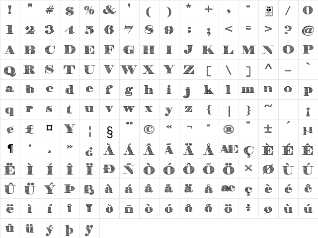 H&B Sketch Demo Regular  glyph index