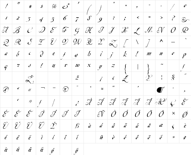 Escrita Principal Normal  glyph index