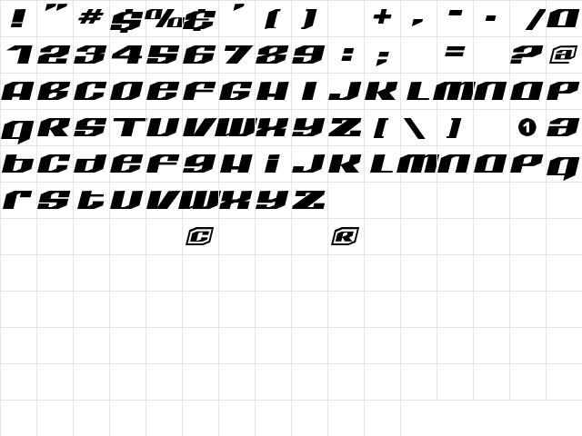 LHFQuantum Regular  glyph index
