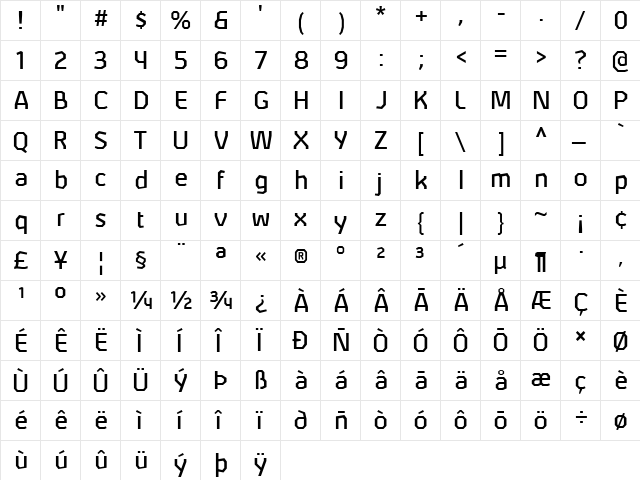 Alphii Regular  glyph index