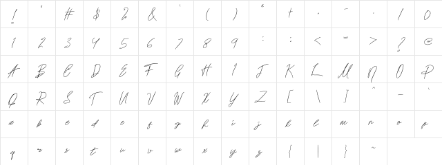 Lestya Regular  glyph index