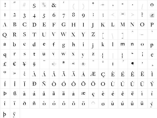 FreightBigMedium Regular  glyph index