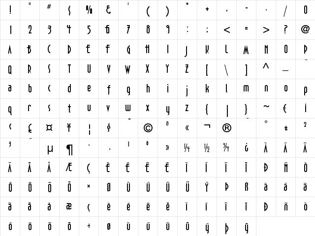 DecoTech Regular  glyph index