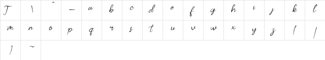 kalila Regular  glyph index