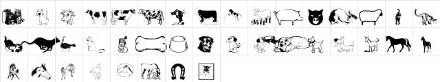 wmanimals1 Regular  glyph index