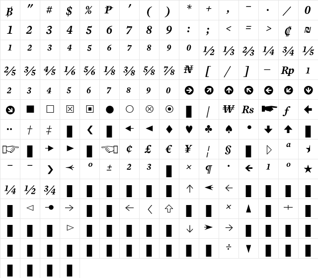 Mercury Numeric G1 Semi Italic  glyph index