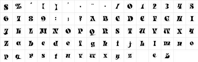 Sally Normal  glyph index