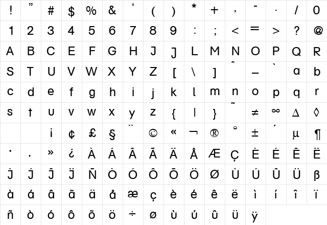 AkzentSchoolbook Regular  glyph index