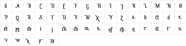 Zeitgeist Regular  glyph index