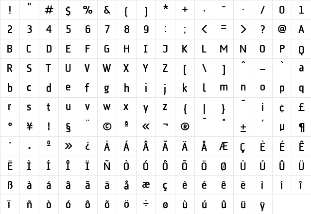 AFKlampenborg Medium  glyph index