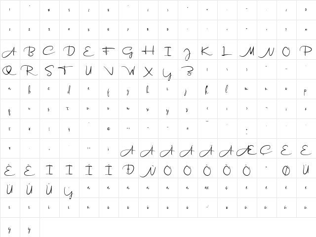 Soengenep Regular  glyph index