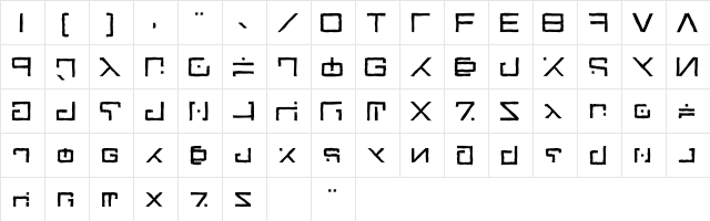 Green Martian Distressed Regular  glyph index