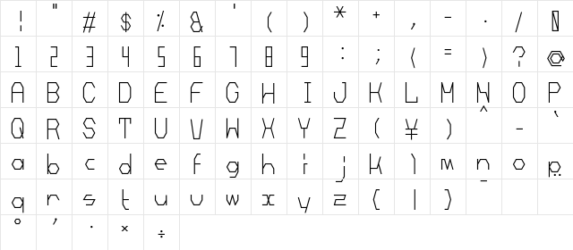 Mechanoarc Regular  glyph index