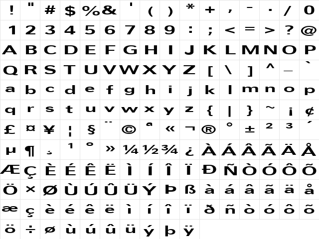 FZ BASIC 57 EX Normal  glyph index