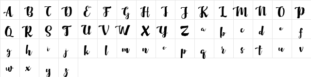 Maybelin FREE Regular  glyph index