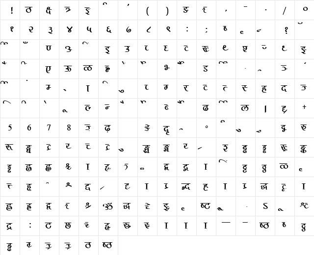 AkrutiDevPooja Normal  glyph index