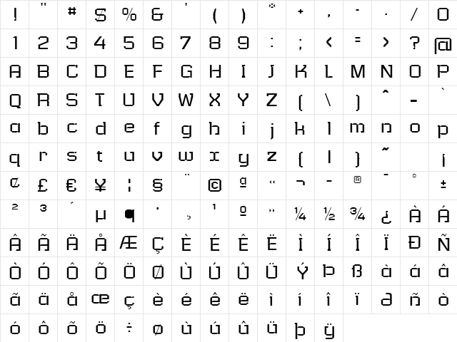 Verso Light  glyph index