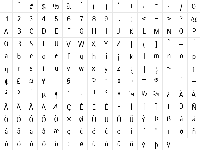 RotisSansSerif if 55A  glyph index