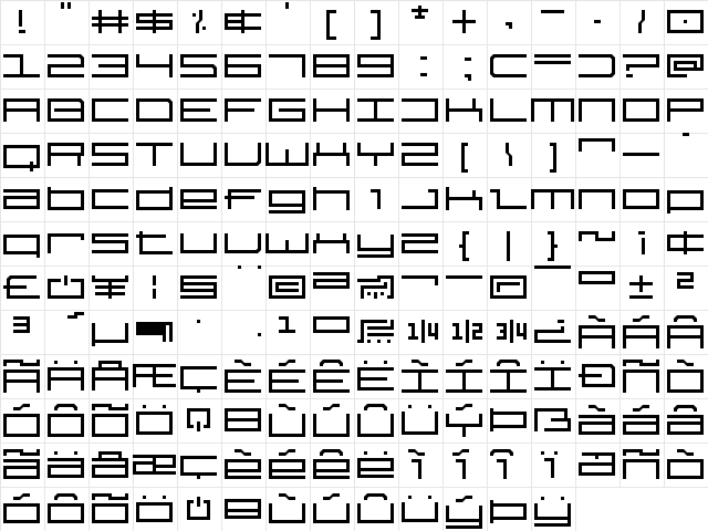 Techno 'Til Dawn Regular  glyph index