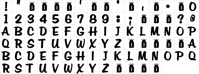 Luck Regular  glyph index