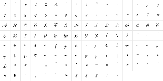online Regular  glyph index