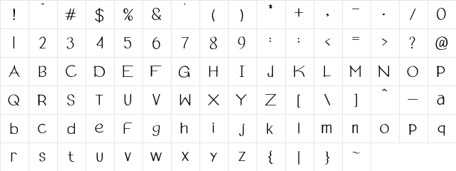Aurista Regular  glyph index