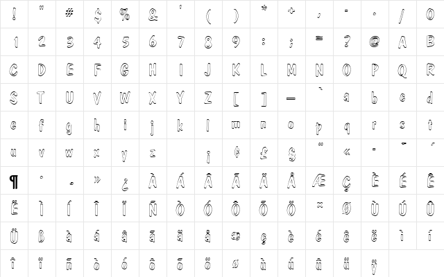 DomCasualDRegOu1 Regular  glyph index