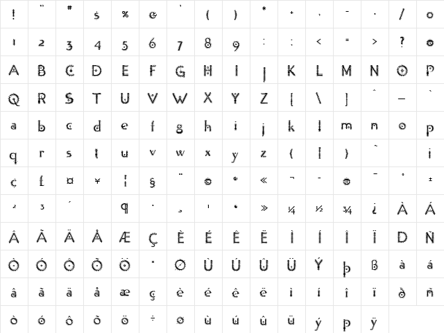 Tonic InGear  glyph index