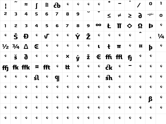 MaxDemiSerif-BlackExpert Regular  glyph index