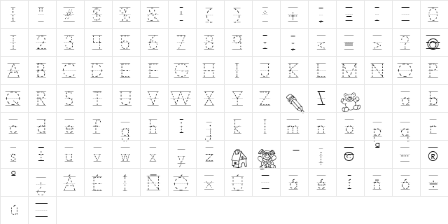 AbcPrintDottedLined Regular  glyph index