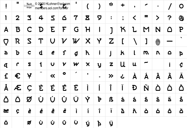 SanitaryDemi Regular  glyph index