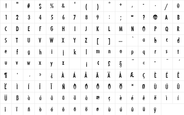 FuturaTMedConIn1 Regular  glyph index