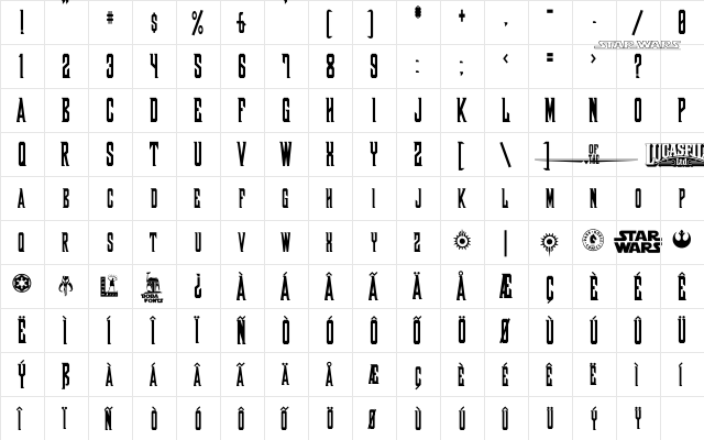 Shadow of Xizor Regular  glyph index