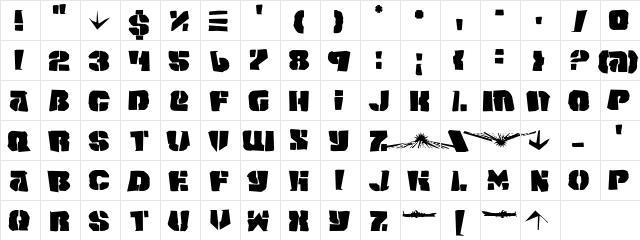 Space Junker Regular  glyph index
