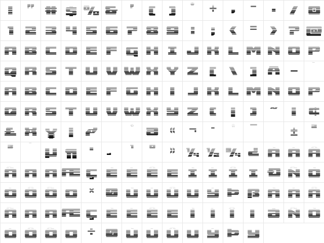Cruiser Fortress Gradient Regular  glyph index