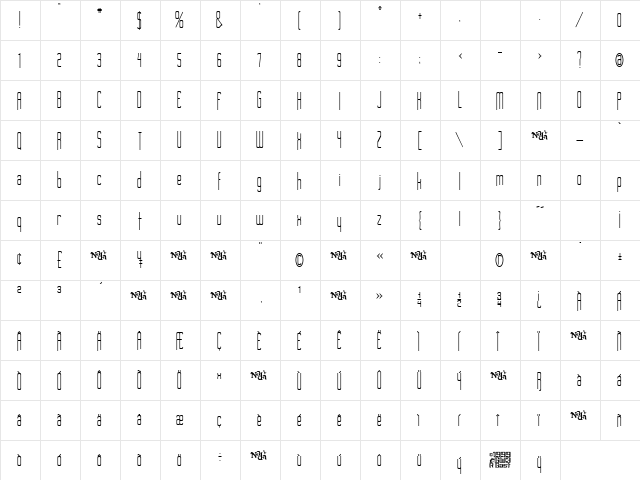 Long Cool Woman Regular  glyph index