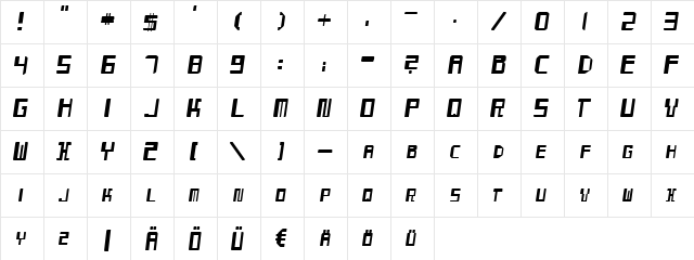 Mayday Oblique  glyph index