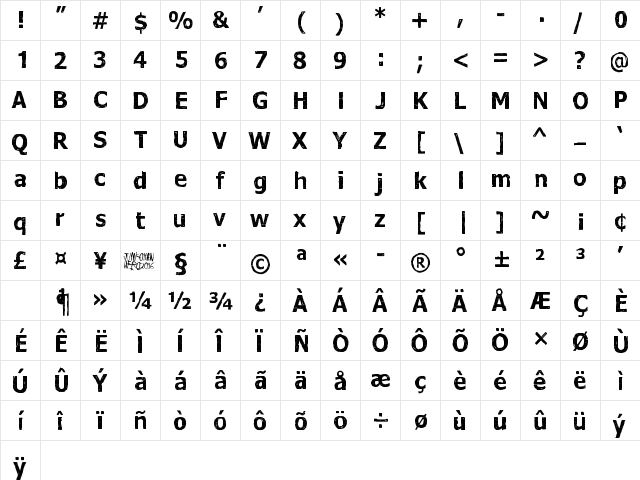 Dead end Regular  glyph index