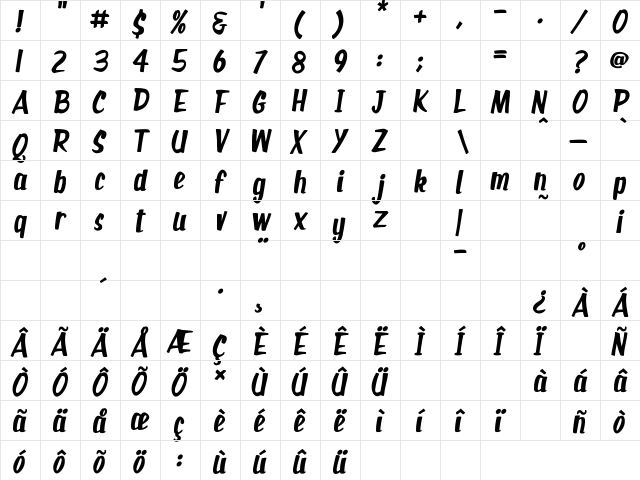 Silver Age Queens Regular  glyph index