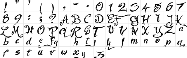 Fairy Strange Regular  glyph index