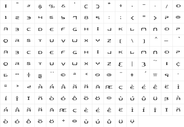 Aerator Regular  glyph index