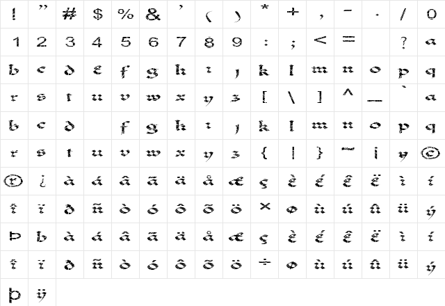 FZ JAZZY 33 CRACKED EX Normal  glyph index
