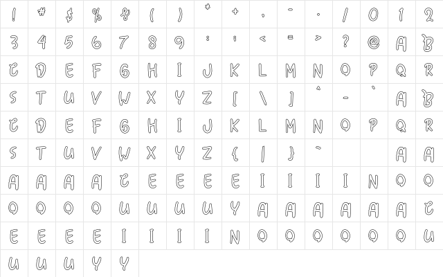 Summer Special Strok Stroke Line  glyph index