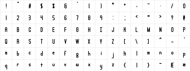Lucid Type A BRK Regular  glyph index