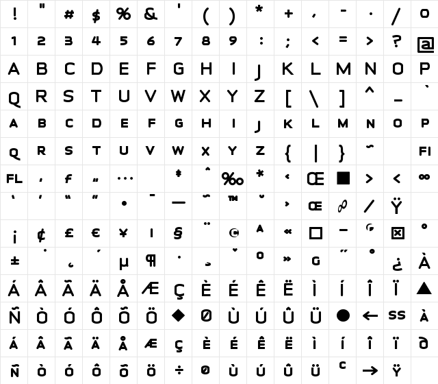 Infinity-C-XB Regular  glyph index